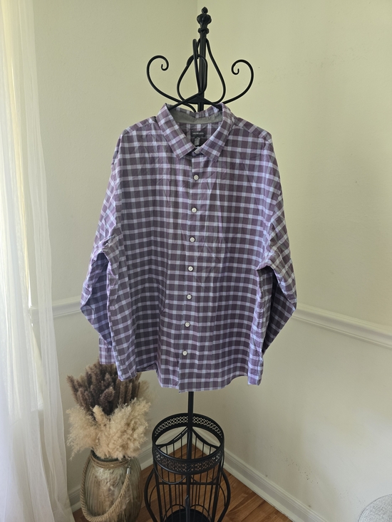 Van Heusen Other - Van Heusen Lavender and White Checked Button-Down Shirt